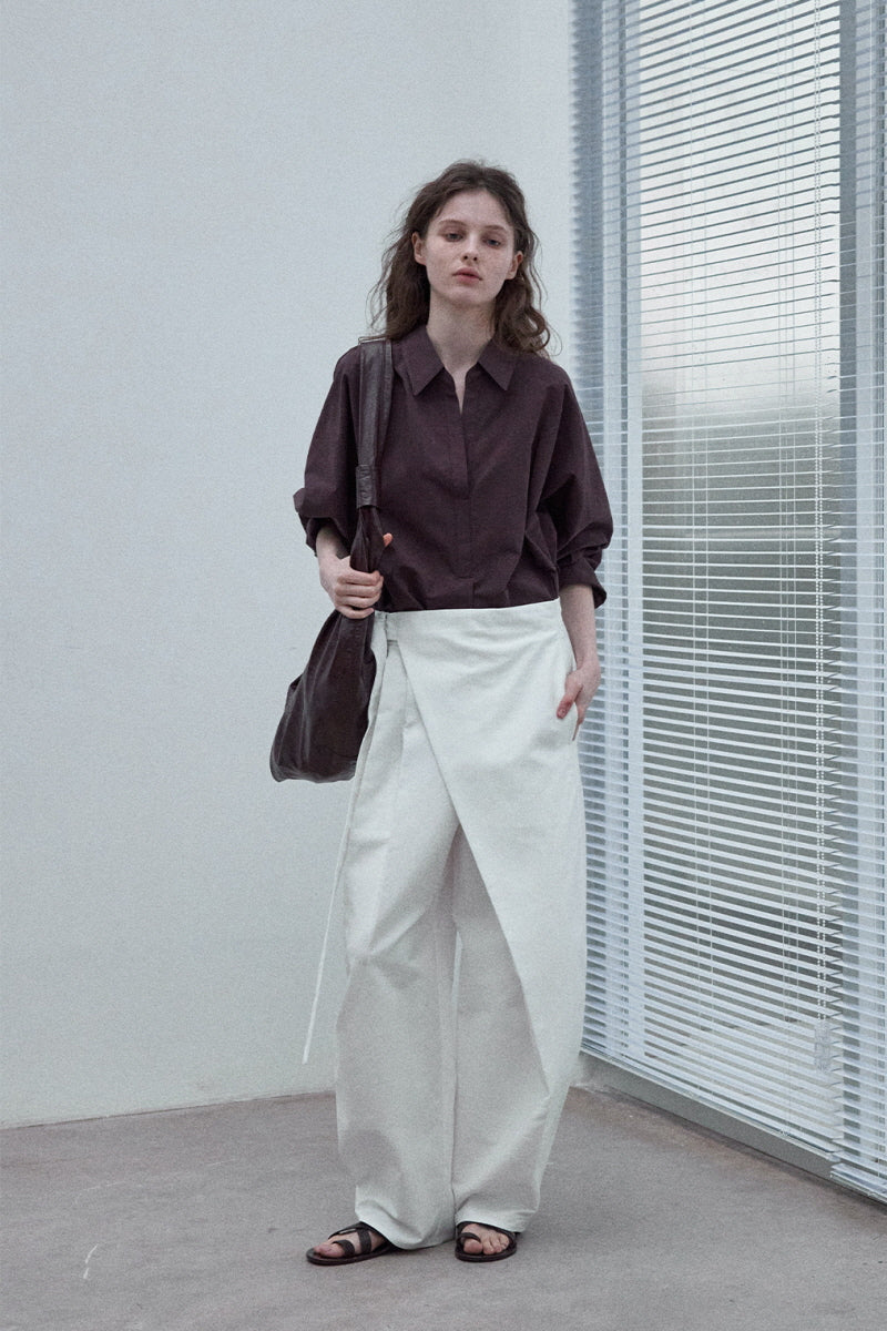 Wrap-Around Pleated Loose Slacks