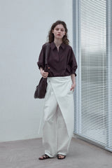 Wrap-Around Pleated Loose Slacks