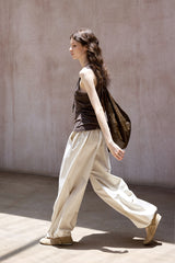 Washed Wide-Leg Slacks