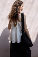 Pleated Suspender Backless Top
