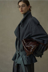 Loose Double-Breasted Short Trench Coat