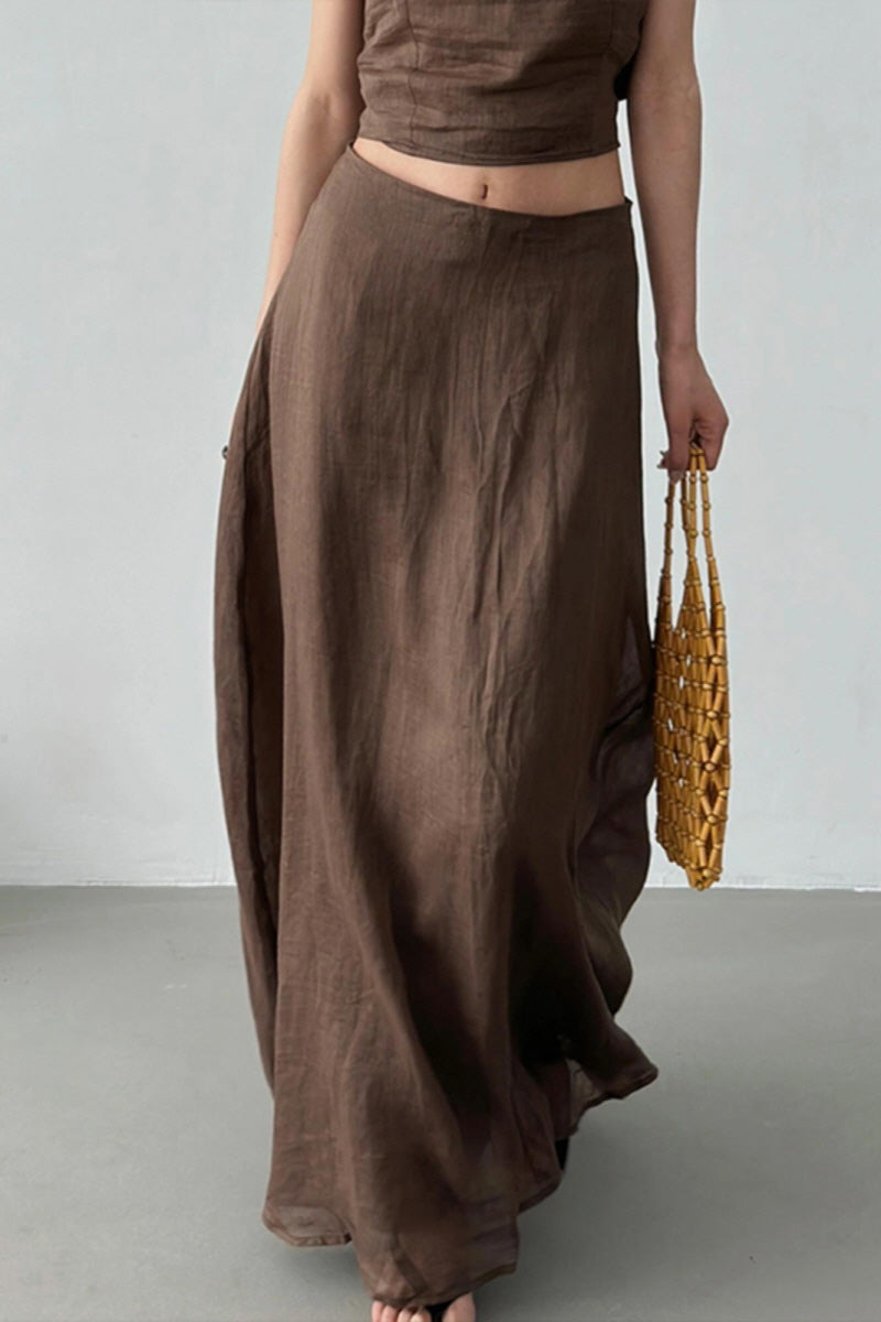 Retro High-Waist Draped Skirt