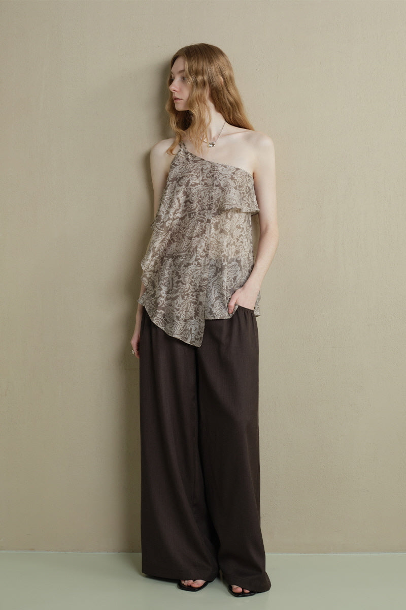 Irregular Strap Ruffle Top