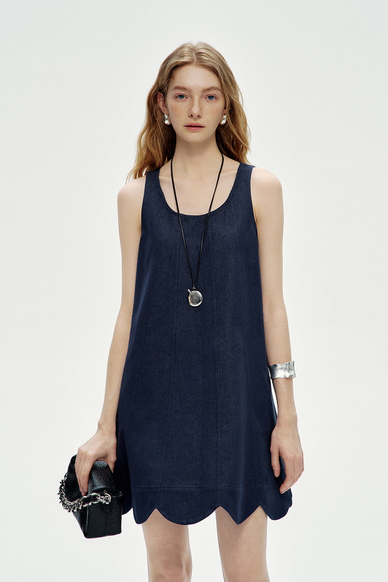 Petal Hem Sleeveless Vest Dress