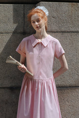Striped Short Sleeve Waist Dress