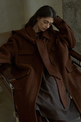 Hooded Lapel Loose Long Coat