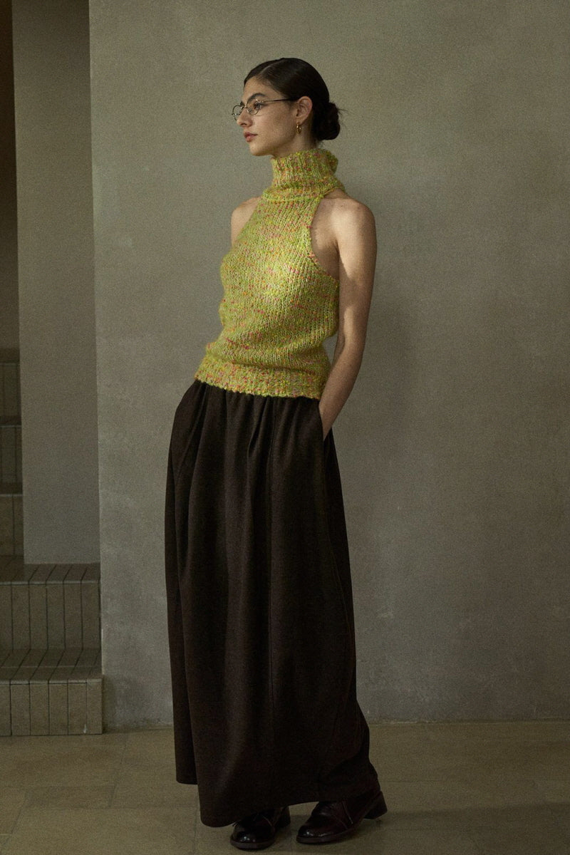 Spotted Turtleneck Knit Vest