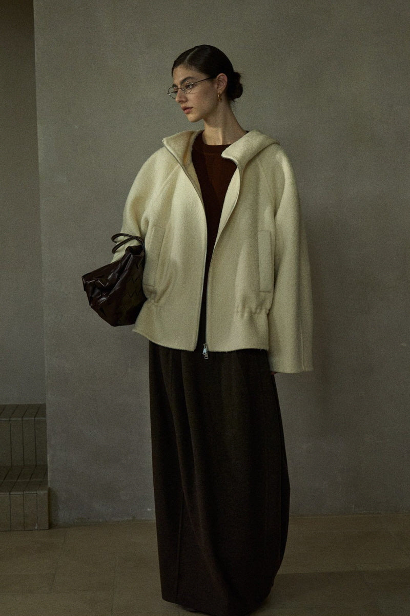 Reversible Hooded Open-Placket Jacket