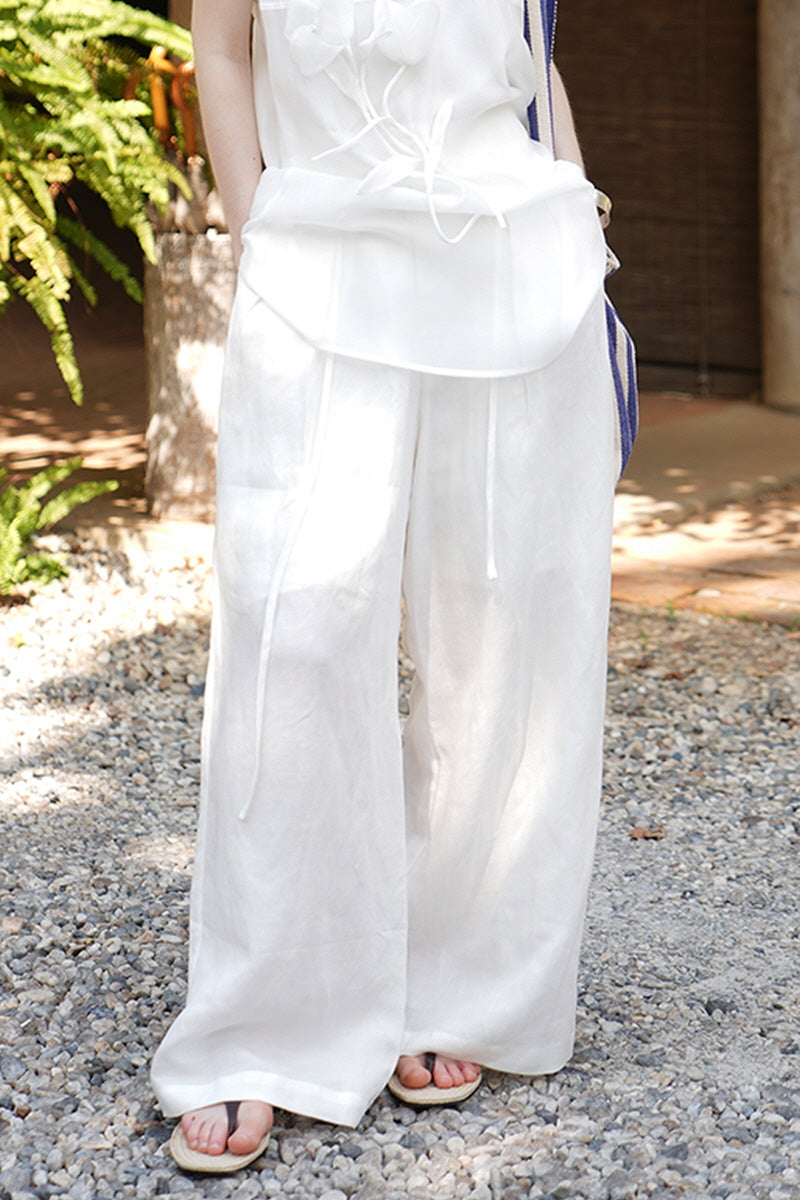 Pleated Wide-Leg Trousers