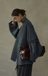 Horn Button V-Neck Reversible Duffle Jacket