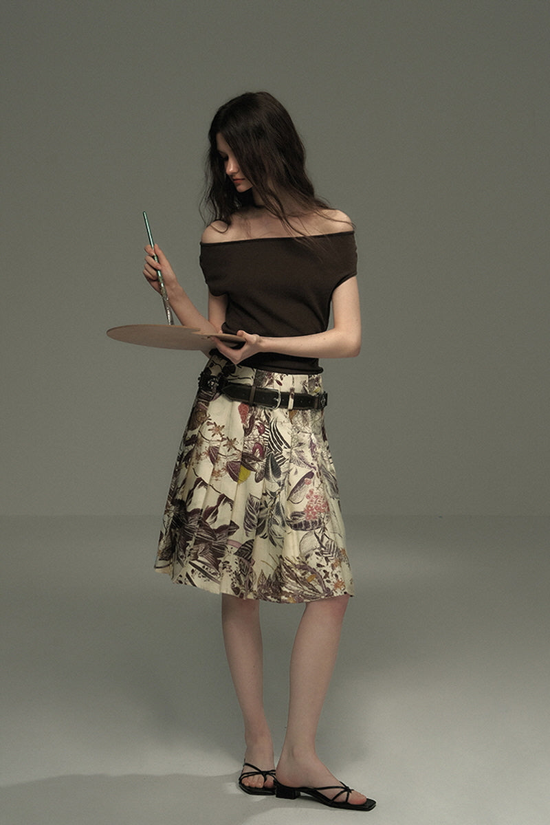 Hand-Pleated Midi Skirt