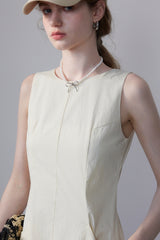 French Solid Color Pocket Dress
