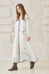 Contrast Embroidery Maxi Dress