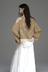 Embroidered Off-Shoulder Shirt Top