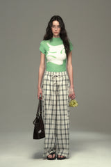 Pleated Check Flying Pigeon T-Shirt
