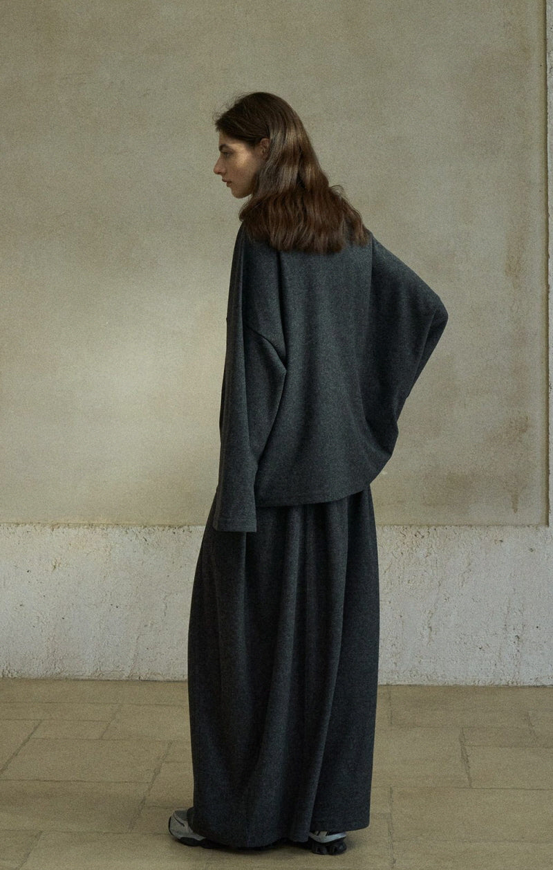 High-Neck Loose Knitted Sweatshirt