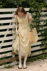 Square Neck High Waist Slim Slip Dress