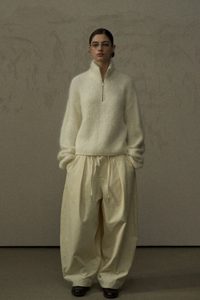 Drawstring Loose-Leg Slacks