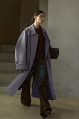 Waist-Textured Long Trench Coat
