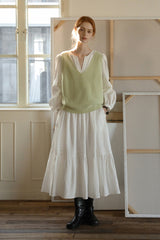 Tie-Waist Cake Hem Long Sleeve Dress