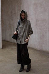 Bubble Striped Hooded Shirt