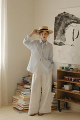 Pleated High Waist Wide Leg Pants