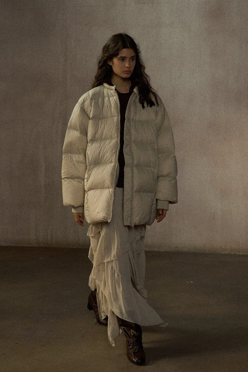 Quilted Crew Neck Down Jacket