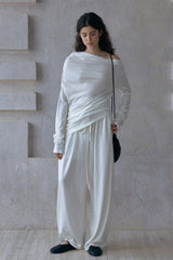 Pleated Wide-Leg Slacks