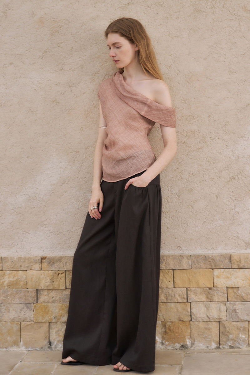 Asymmetrical Pinched-Pleat Lapel Vest