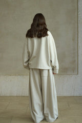 Floral-Texture Airy Slacks