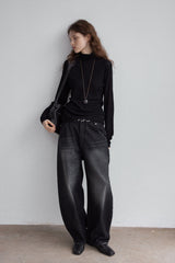 Semi-Turtleneck Knitted Sweater