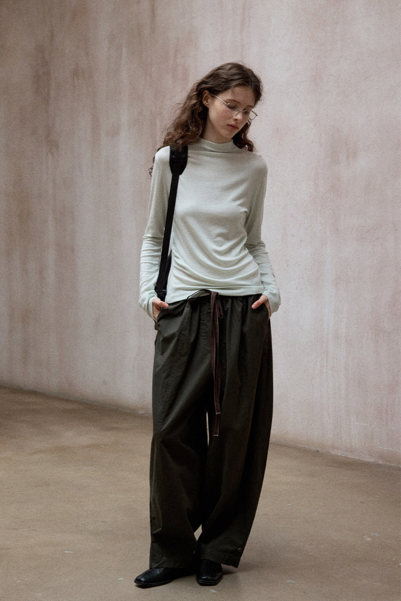 Drawstring Low-Waist Paratrooper Pants