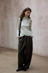 Drawstring Low-Waist Paratrooper Pants