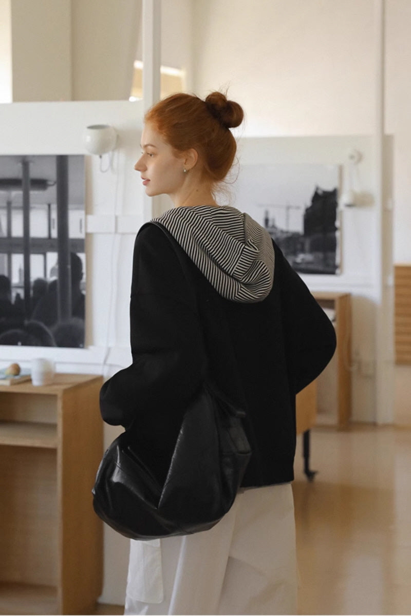 Check Patchwork Hooded Sweatshirt Jacket