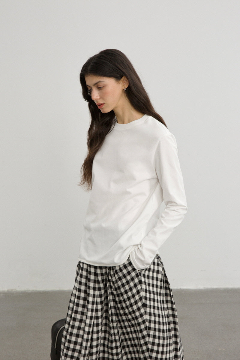 Split Seam Rolled Long Sleeve T-Shirt