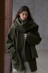 Long Scarf-Collar Two-Piece Reversible Jacket