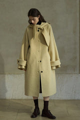 Hooded-Scarf Patch-Pocket Coat