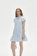 Round Neck Puff Sleeve Loose Dress