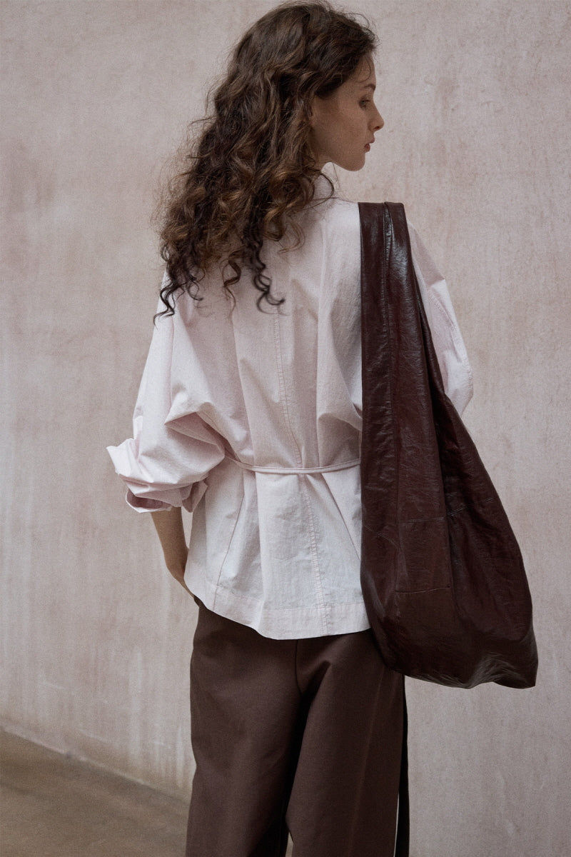 Lace-Up Pullover Bat Sleeve Shirt