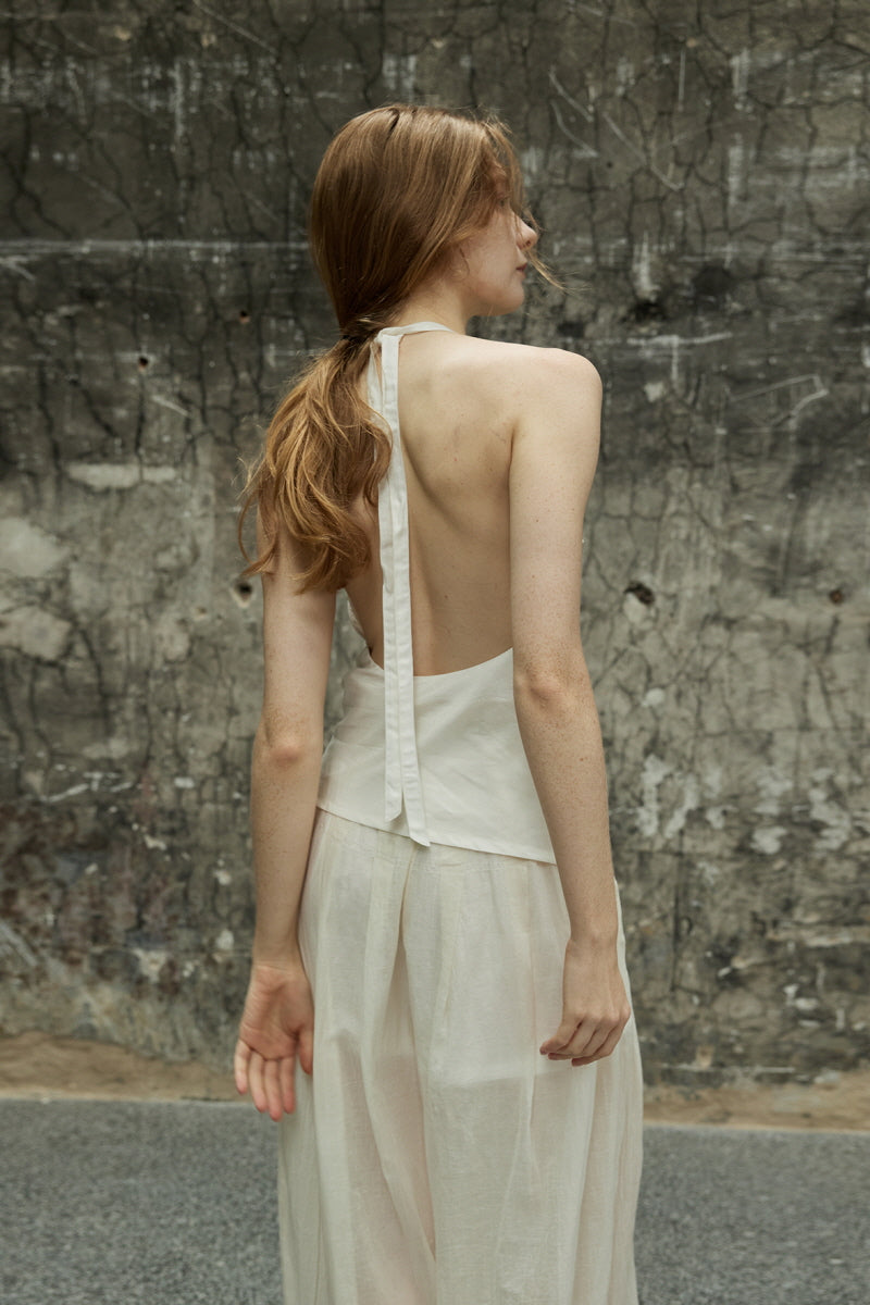 Draped Halterneck Swing Collar Camisole