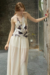 Draped Halterneck Swing Collar Camisole
