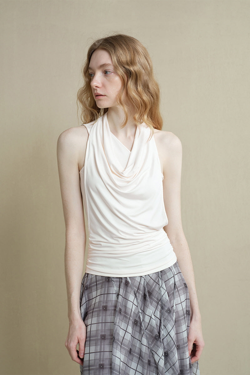 Slanted Shoulder Swing-Neck Vest Top