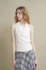 Slanted Shoulder Swing-Neck Vest Top