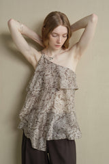Irregular Strap Ruffle Top