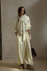 Pit Stripe Ribbed Hooded Scarf Top