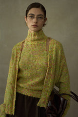 V-Neck Colorful Oil Painting Cardigan
