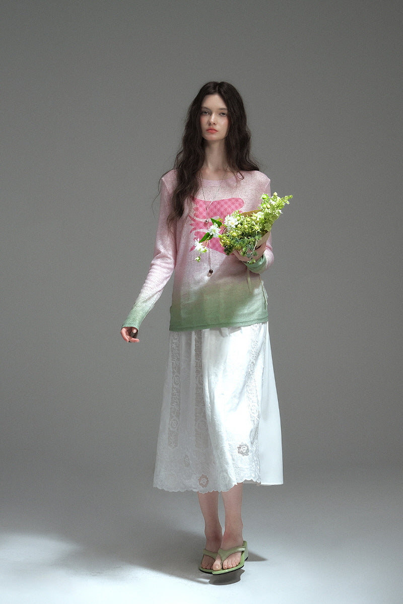 Gradient Print Long Sleeve T-Shirt