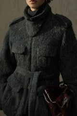 Stand Collar Multi-Pocket Plush Jacket