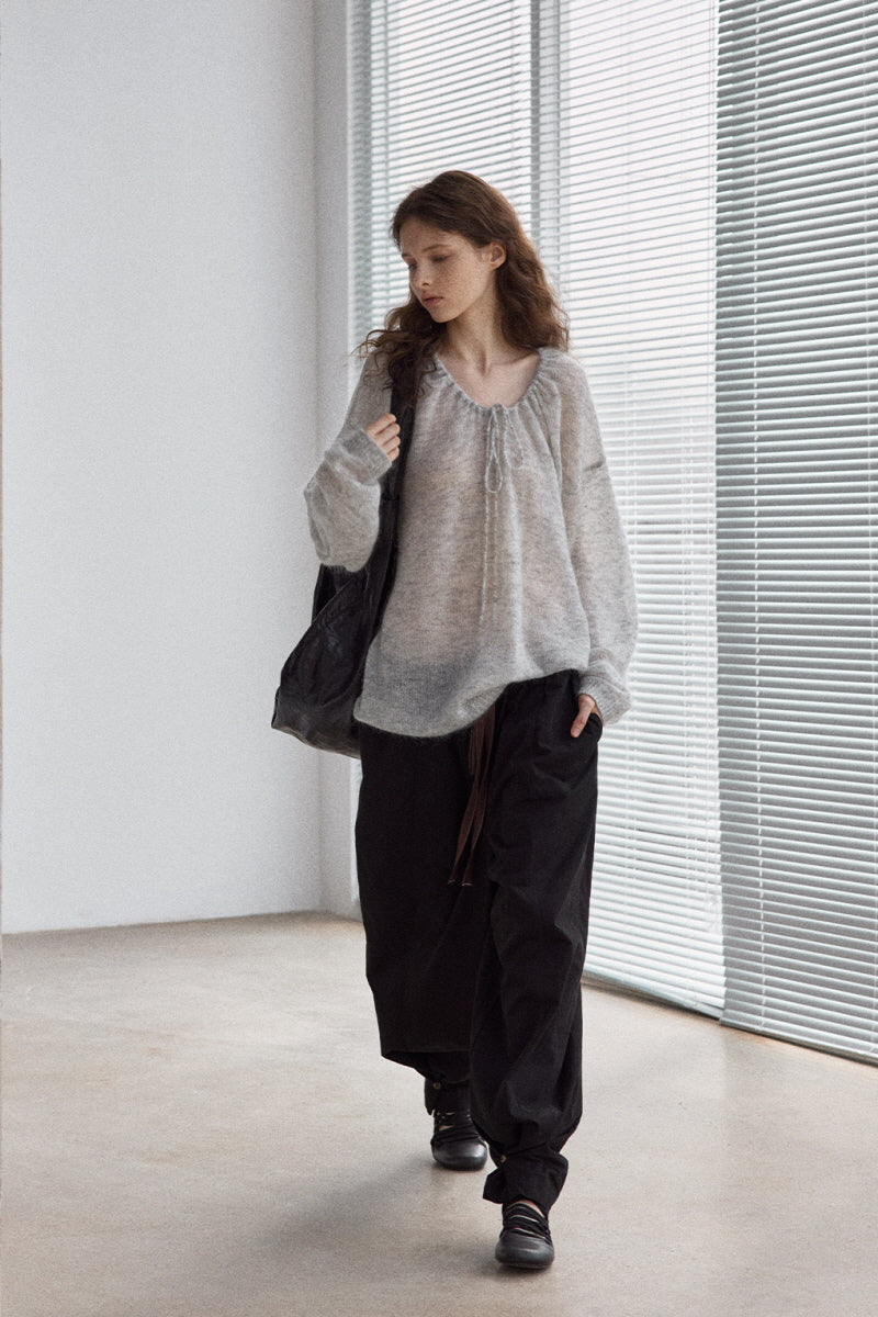 Drawstring Loose Pullover Sweater
