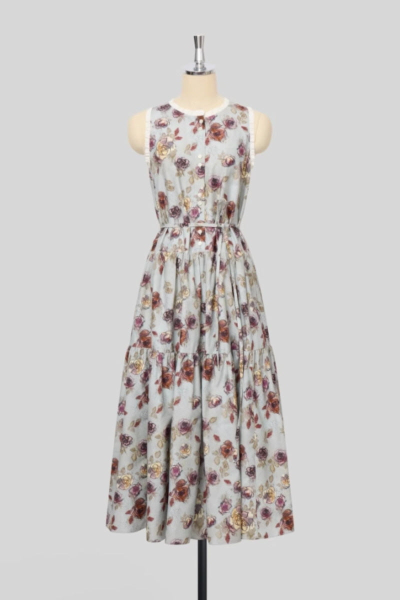 Ruffle Print Sleeveless Vest Dress